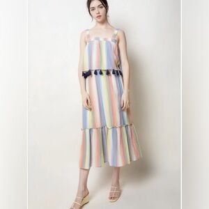 THML Tassel Striped Boho Maxi Dress